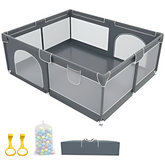 1.8m X 2m 30 Balls Extra Large Safety Playground for Indoor/Outdoor – Anti-Fall Portable Crib, Toy, and Play Gym